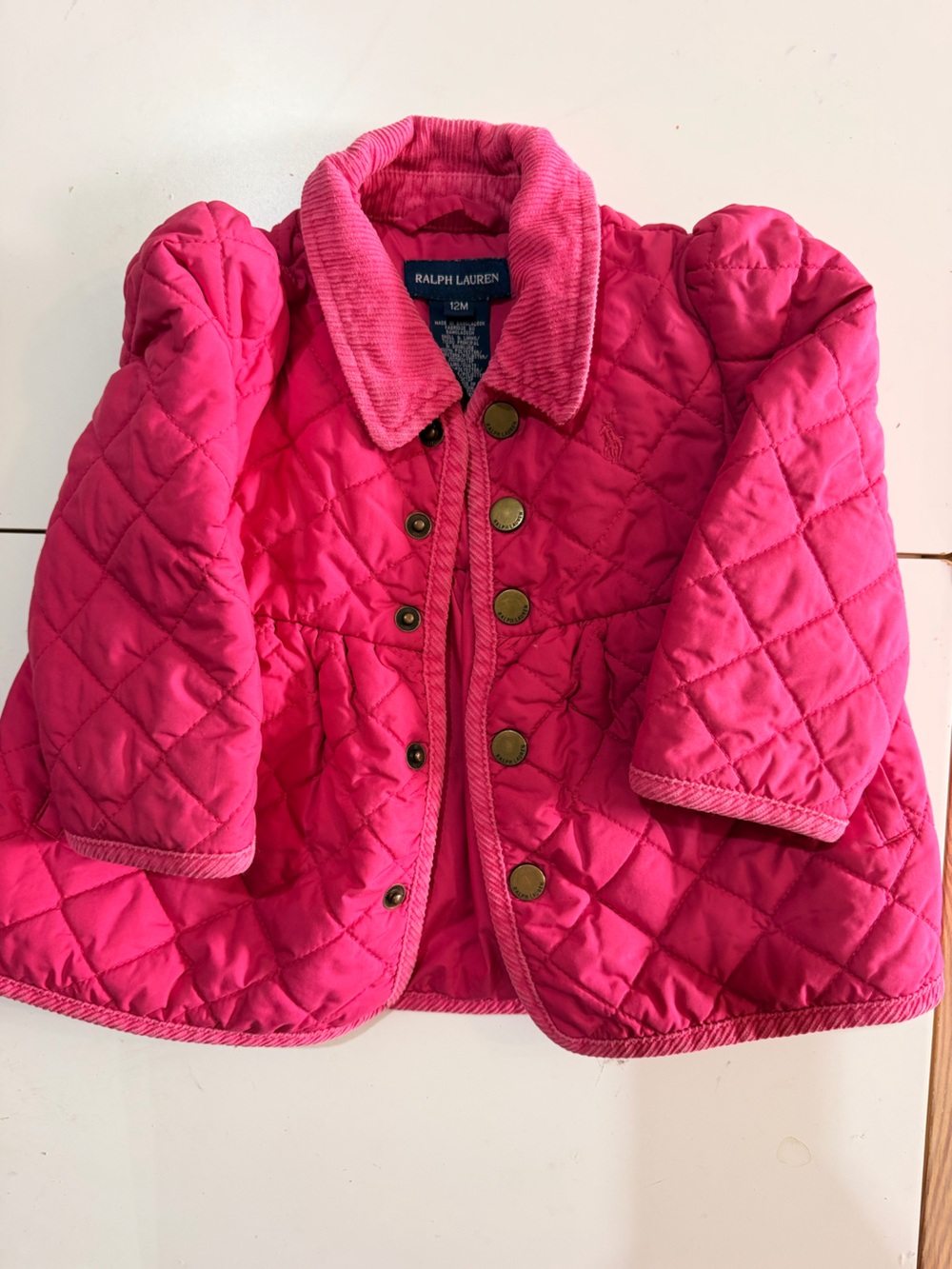Ralph Lauren Girls' Bright Pink Quilted Puffer Jacket
